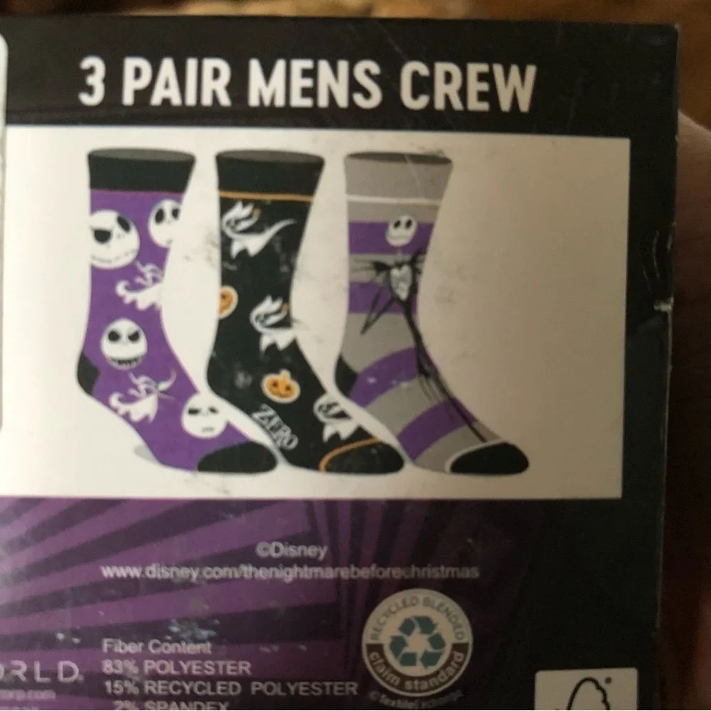 Disney: Nightmare Before Christmas 3 pair men’s crew socks gift set NBC